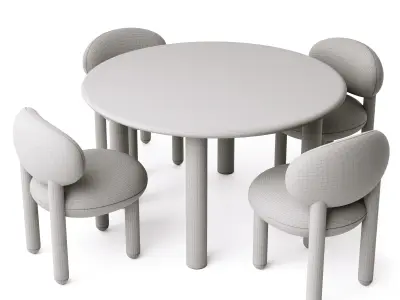 Noom Paul Dining Table and Flock Chair CS1 Set Free 3D model