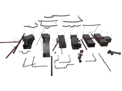 Modular Pipes Vents and Wires pack Low-poly 3D model