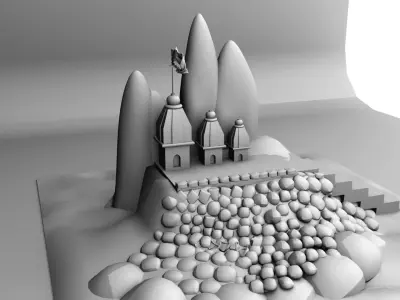 Hill Temple Fountain 3D model