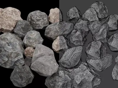 Low Poly Base Gray Rock - Ultra HD 4K Texture  Low-poly 3D model
