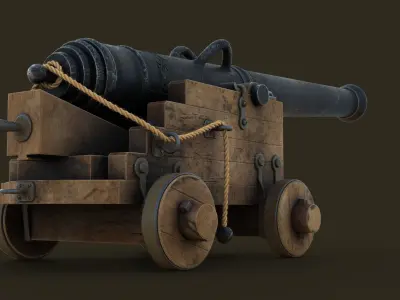 Ship Cannon model Low-poly 3D model