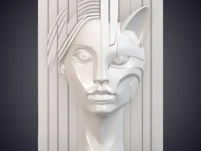 Abstract Cybernetic Woman Relief PM-770 3D print model
