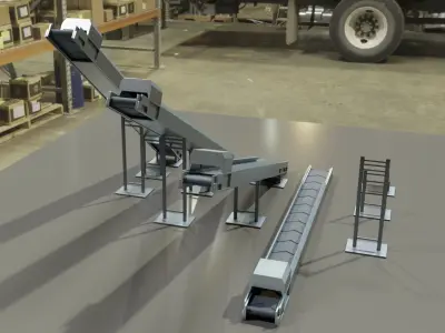 Modular Conveyor Belt Low-poly 3D model