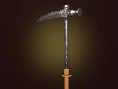 Pickaxe bec de corbin PBR low poly game ready Free low-poly 3D model