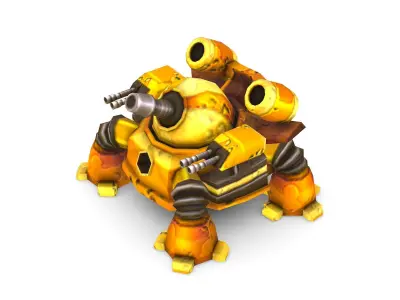 lowpoly 3d model cartoon robot tank Low-poly 3D model