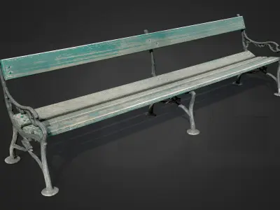 Old Imperial Street Lamp and Park Bench from Austrian Palace Low-poly 3D model