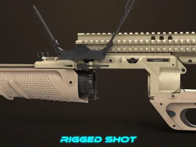 Grenade Launcher 05 Brown All PBR Unity UE Textures Low-poly 3D model