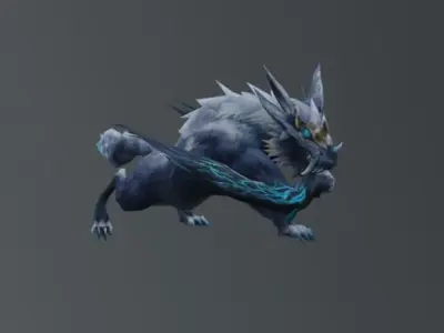 Wolf Wings Fantasy Monster Low Poly Low-poly 3D model