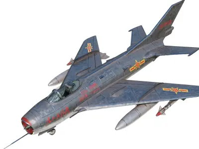 PBR PLAAF J6 J-6 Fighter Mig19 Farmer Low-poly 3D model