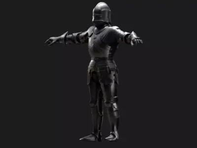 Dark Gothic Knight Rigged Low-poly 3D model