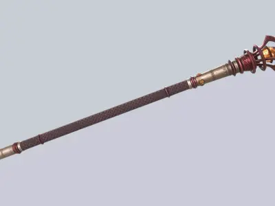 Blood moon scepter Low-poly 3D model
