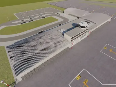 International Airport with Interior and Landscape 3D model