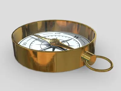 Compass gold Low-poly 3D model
