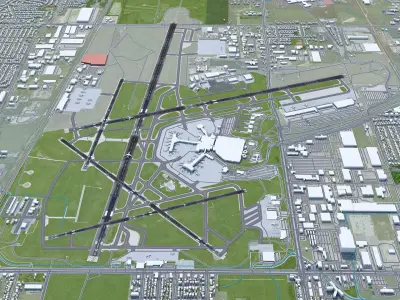 General Mitchell International Airport 10km Low-poly 3D model