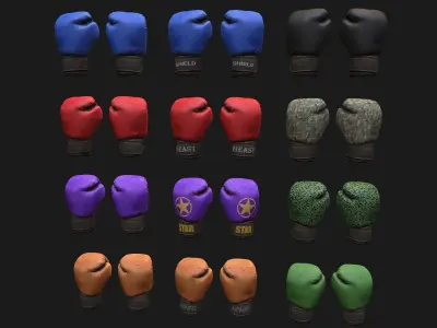 Boxing Gloves Pack Low-poly 3D model