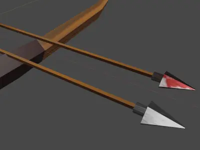 wooden bow and arrow Free low-poly 3D model