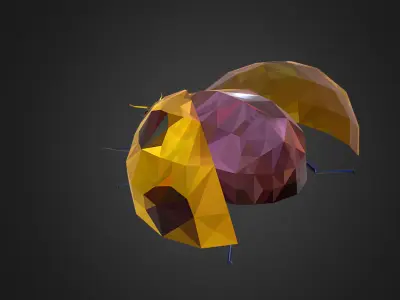 Bug Ladybug Yellow Low Polygon Art Insect Low-poly 3D model
