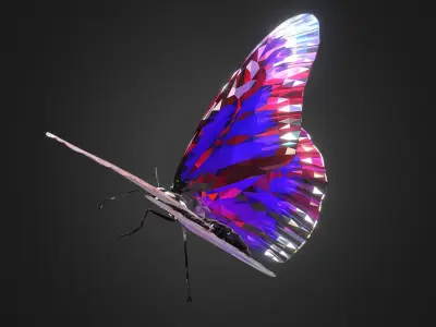 Batterfly Purple Low Polygon Art Insect Low-poly 3D model