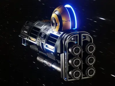 Galactic Core spaceship Low-poly 3D model