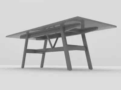 Modern 6-Seater Dining Tablel 3ds Max Clean UVW No Textures 3D model