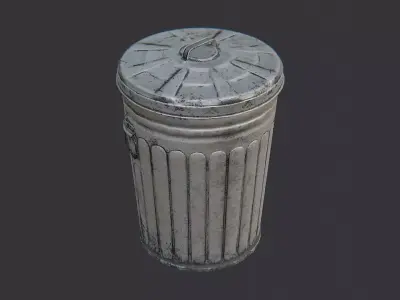 Barracks style weathered trash can exterior Low-poly 3D model
