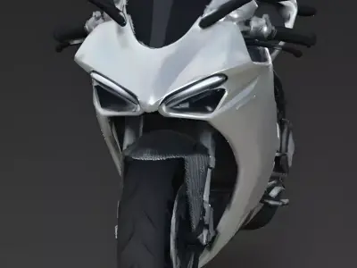Modern Sport Bike White Motorcycle 3d model Low-poly 3D model