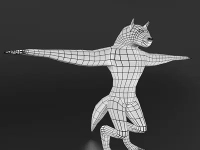 LowPoly WereWolf Base mesh Free low-poly 3D model