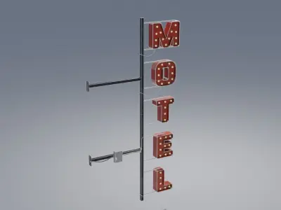 Retro Motel Sign with 4K Textures Low-poly 3D model