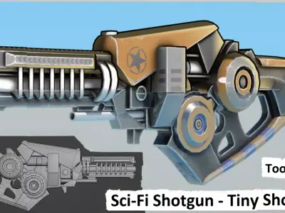 Sci-Fi Shotgun - Tiny Shooter Low-poly 3D model
