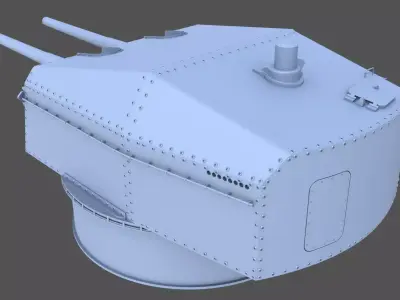 Bismarck 15cm turret 01 - Personal license - 1-350 scale 3D print model