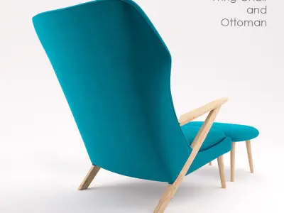Cub Lounge Modern Wing Chair and Ottoman Free 3D model