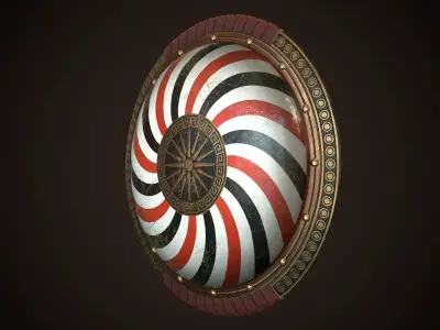 Hoplite Shield Makedonian Sun Low-poly 3D model
