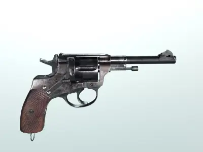 Nagant revolver Low-poly 3D model
