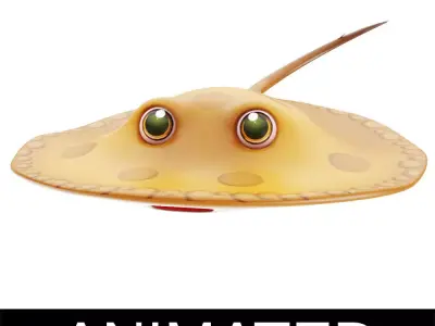 Motoro Stingray fish animated Low-poly 3D model