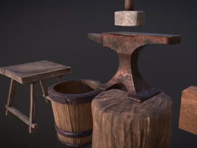 Blacksmith package Low-poly 3D model