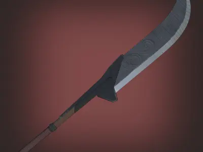 glaive PBR low-poly game ready Melee weapons cold weapons spear Free low-poly 3D model