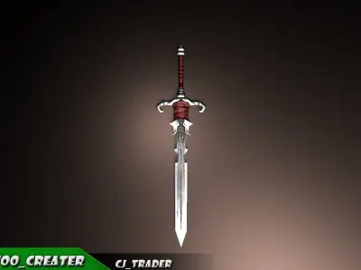 Fantasy Excalibur Sword Lowpoly 3d model Low-poly 3D model