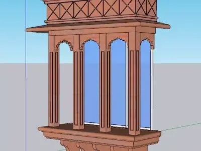 indian jodhpuri stone jharokha Low-poly 3D model