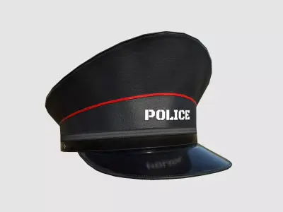 Police Cap 09 Black Red - Military Character Design Fashion Low-poly 3D model