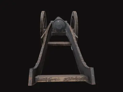 Medieval Cannon V01 Old Low-poly 3D model