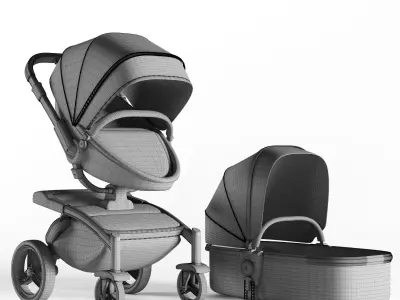 3dasset babyfond stroller and carriage 3D model