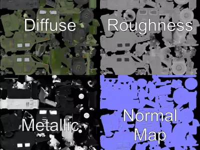 Green Armored Vehicle model pack Low-poly 3D model