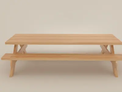 Picnic Bench Lowpoly Low-poly 3D model