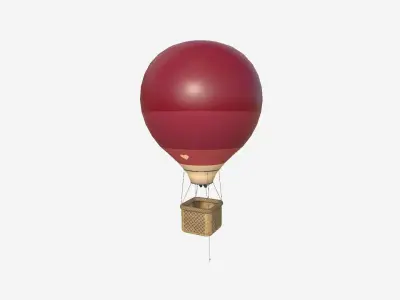 Balloon Hot Air 07 Wine - Aircraft Cartoon Low-poly 3D model