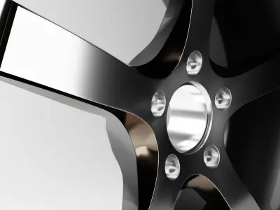 Polished rim without tire Low-poly 3D model