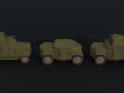 Cartoon Dieselpunk armored cars Polygonal Style Low-poly 3D model