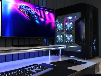 Gaming furniture set Free 3D model