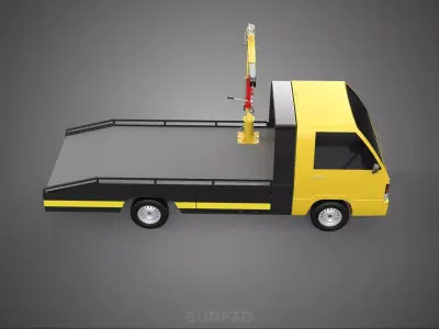 ROADSIDE SERVICE TOW TRUCK OVERHEAD REAR RECOVERY LIFTING CRANE 3D model