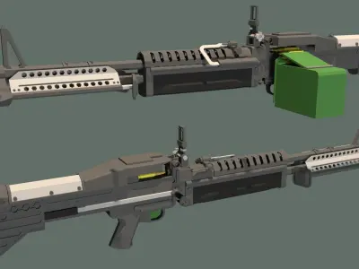 3D FREE Low Poly Stylized M60 Machine Gun Free low-poly 3D model