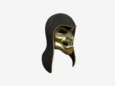 Assassin Mask A06 Gold Black- Character Design Fashion Low-poly 3D model